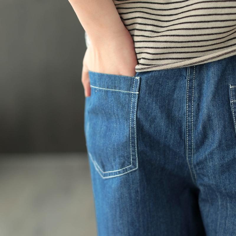 Lockere Lässige Denim-hose Mit Weitem Bein