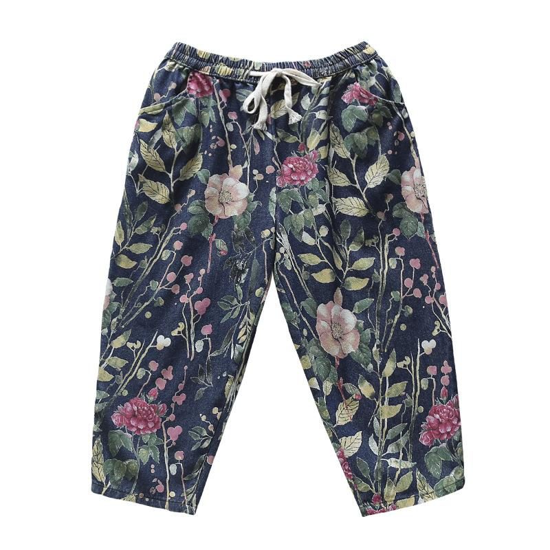 Lockere Sommerhose Mit Elastischer Taille Und Blumendruck