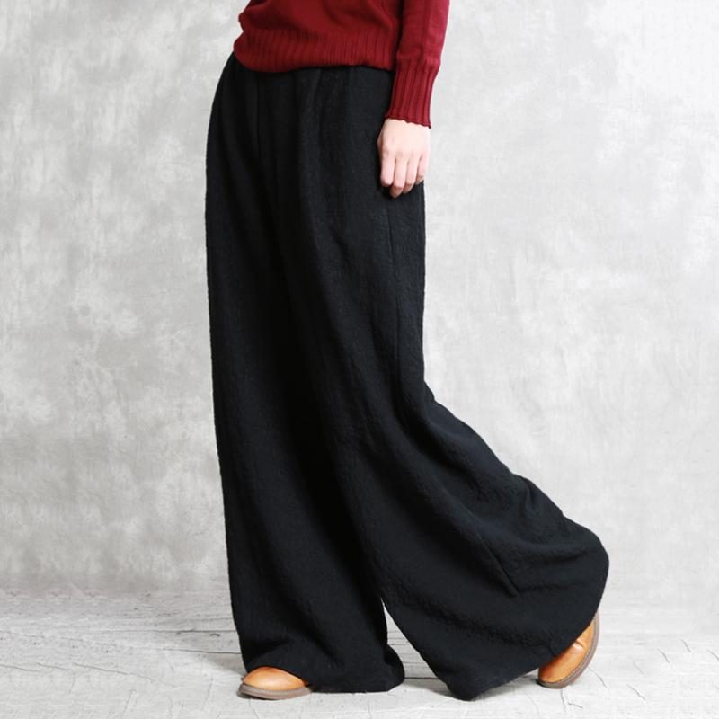 Lockere Winter-retro-hose Mit Weitem Bein Aus Baumwolle