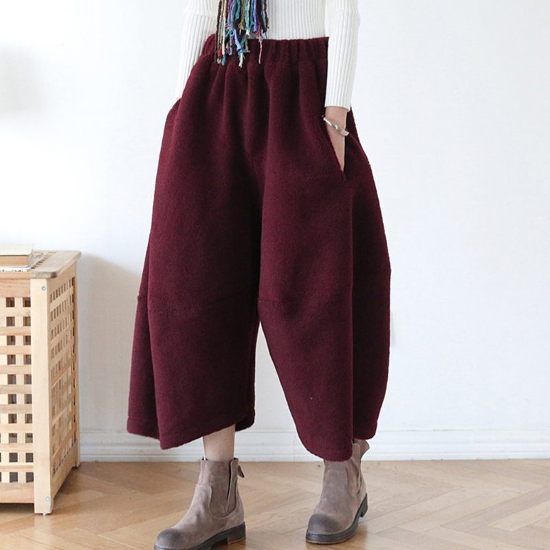 Lockere Winterhose Mit Weitem Bein Aus Wolle