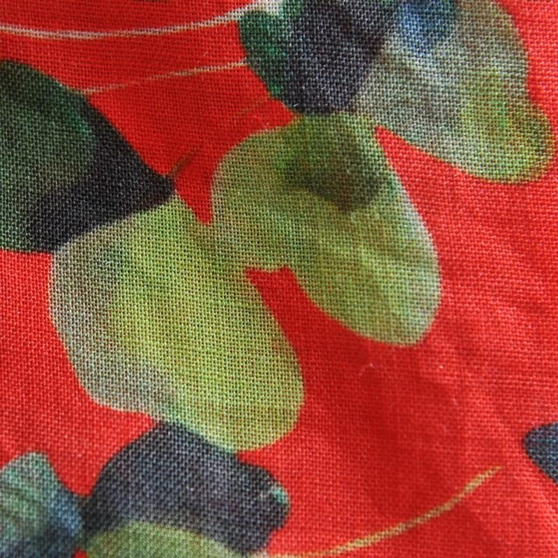 Lose Haremshose Mit Ramie-print Und Blumenmuster Rot