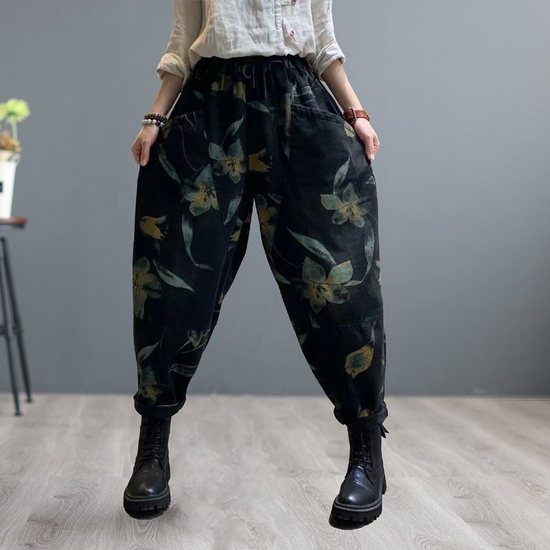 Lose Haremsjeans Mit Retro-print Für Damen