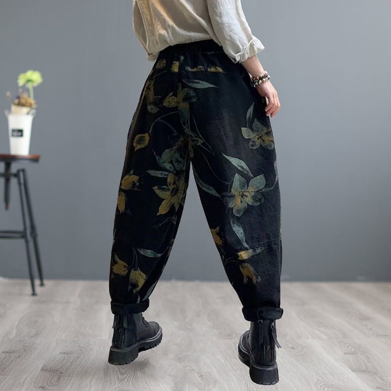 Lose Haremsjeans Mit Retro-print Für Damen