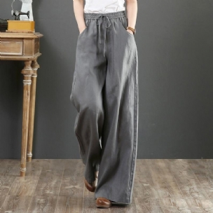 Lose Leinenhose Mit Hoher Taille Und Hoher Taille