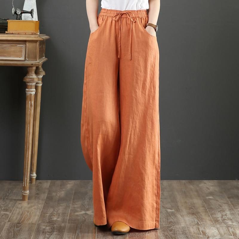 Lose Leinenhose Mit Hoher Taille Und Hoher Taille