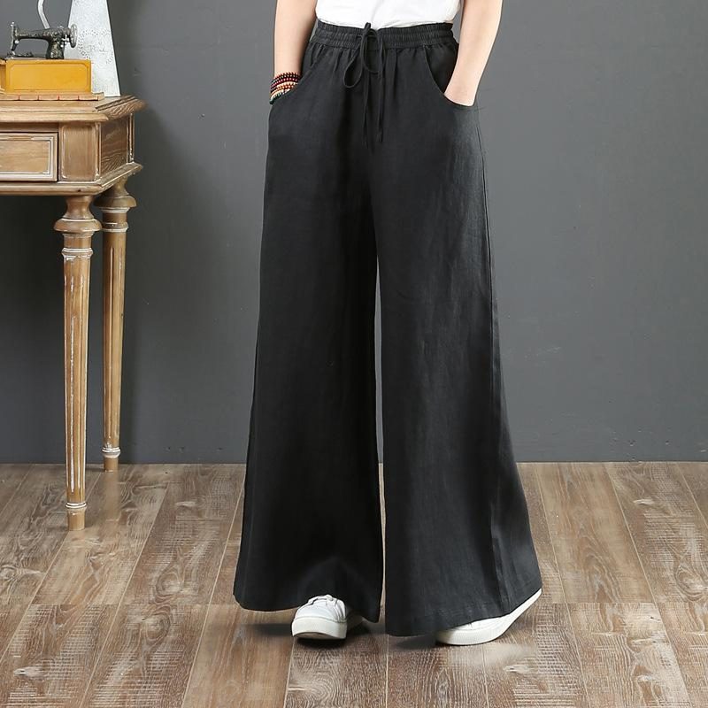 Lose Leinenhose Mit Hoher Taille Und Hoher Taille