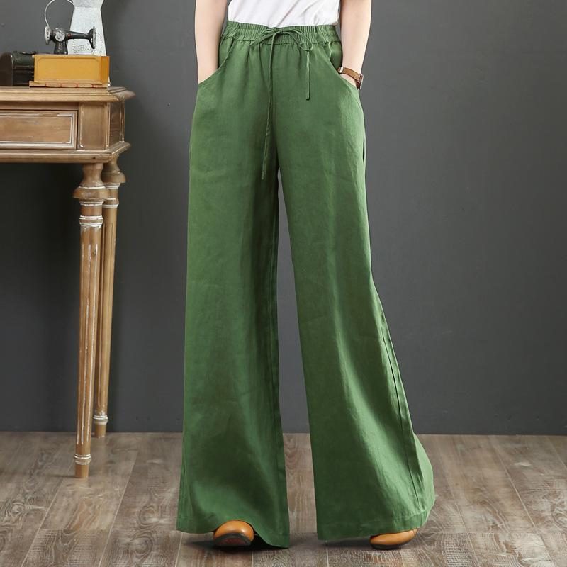 Lose Leinenhose Mit Hoher Taille Und Hoher Taille