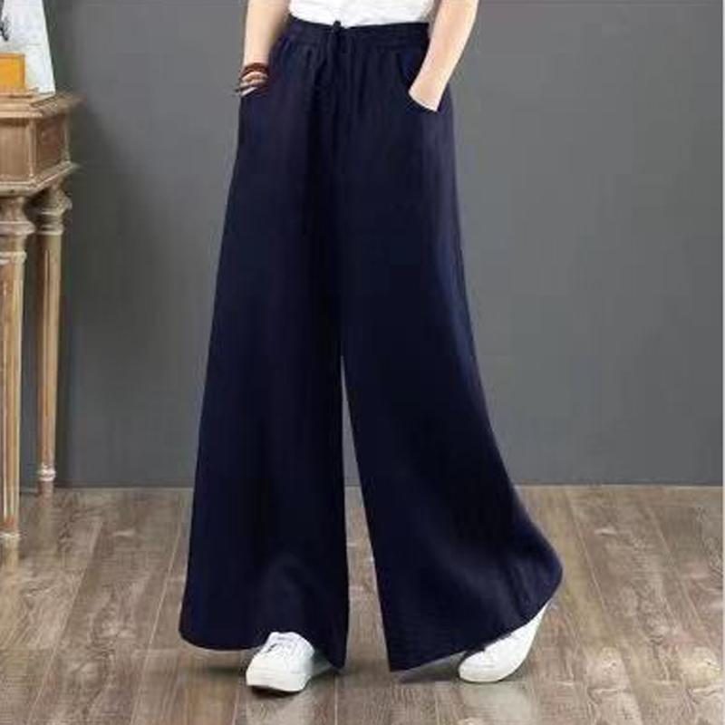 Lose Leinenhose Mit Hoher Taille Und Hoher Taille