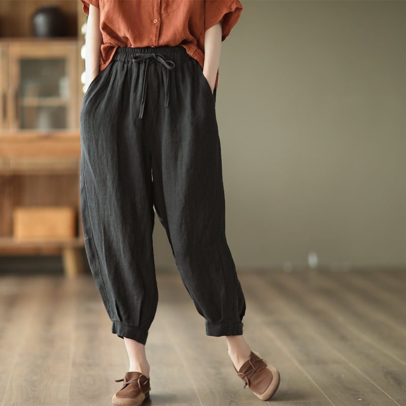 Lose Pumphose Für Damen Sommer-leinenhose