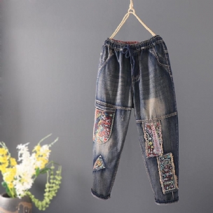 Patch Retro Loose Casual Straight Jeanshose