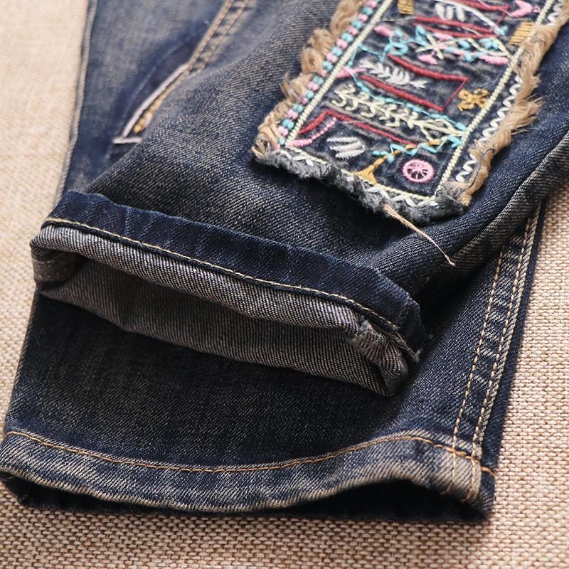 Patch Retro Loose Casual Straight Jeanshose