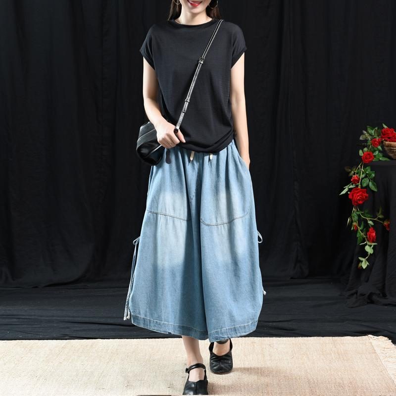 Retro Wide Leg Denim Lässige Stylische Hose L-3xl