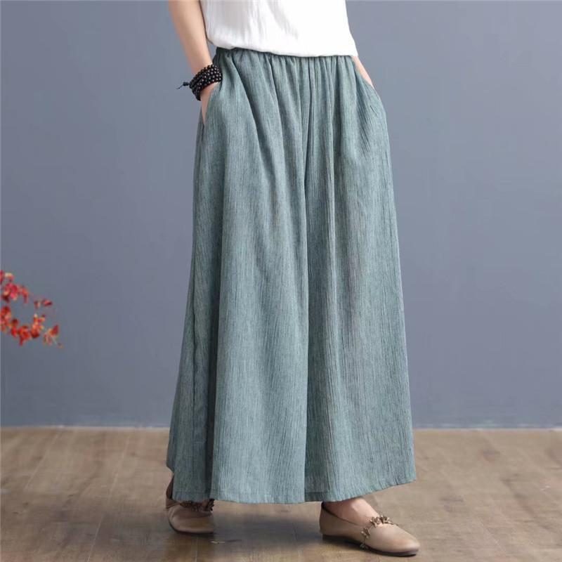 Summer Ramie Damen Hose Mit Weitem Bein