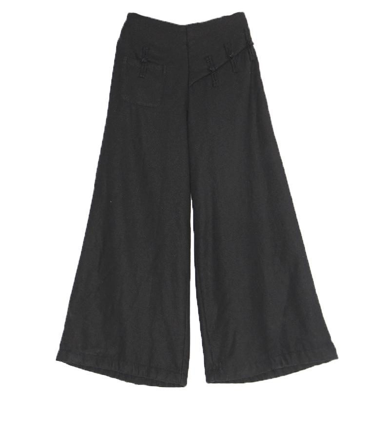 Winter Damen Retro Baumwolle Leinen Hose Mit Weitem Bein