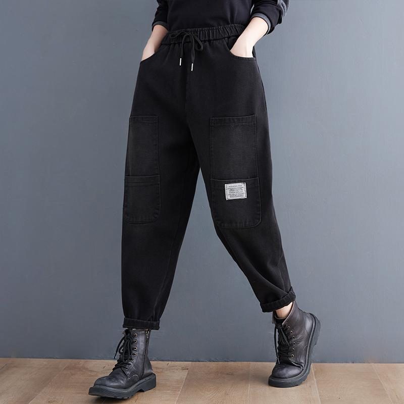 Winter-frauen-retro-plüsch-beiläufige Harems-jeans