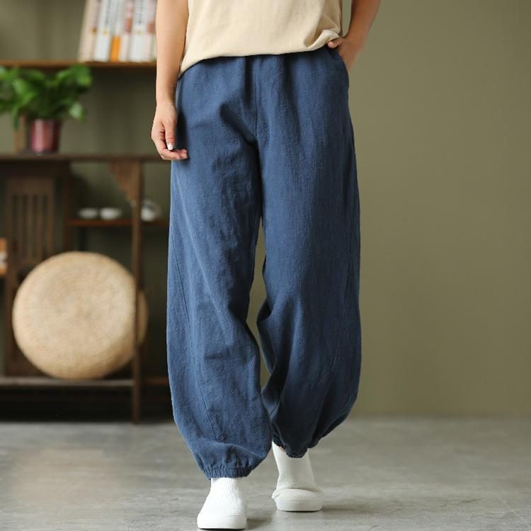 Winter-frühling-retro-loose-bloomer-leinenhose