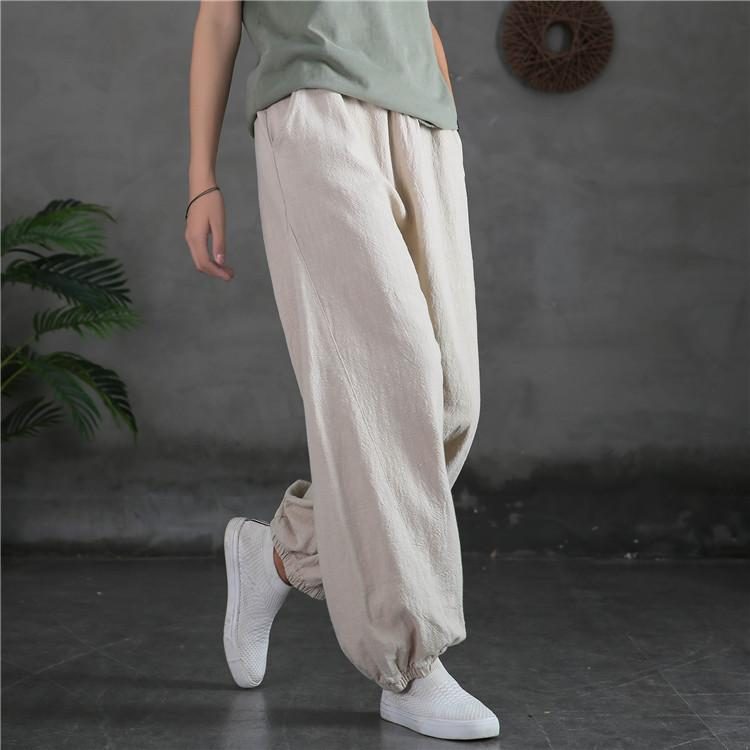 Winter-frühling-retro-loose-bloomer-leinenhose