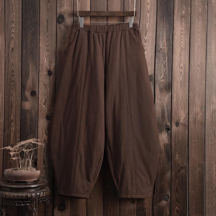 Winter-retro-blütenhose Mit Baumwollpolsterung In Übergröße