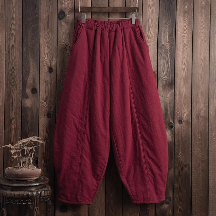 Winter-retro-blütenhose Mit Baumwollpolsterung In Übergröße