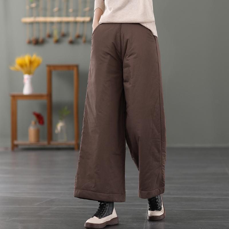 Winter-retro-hose Mit Weitem Bein Aus Baumwolle Und Leinen