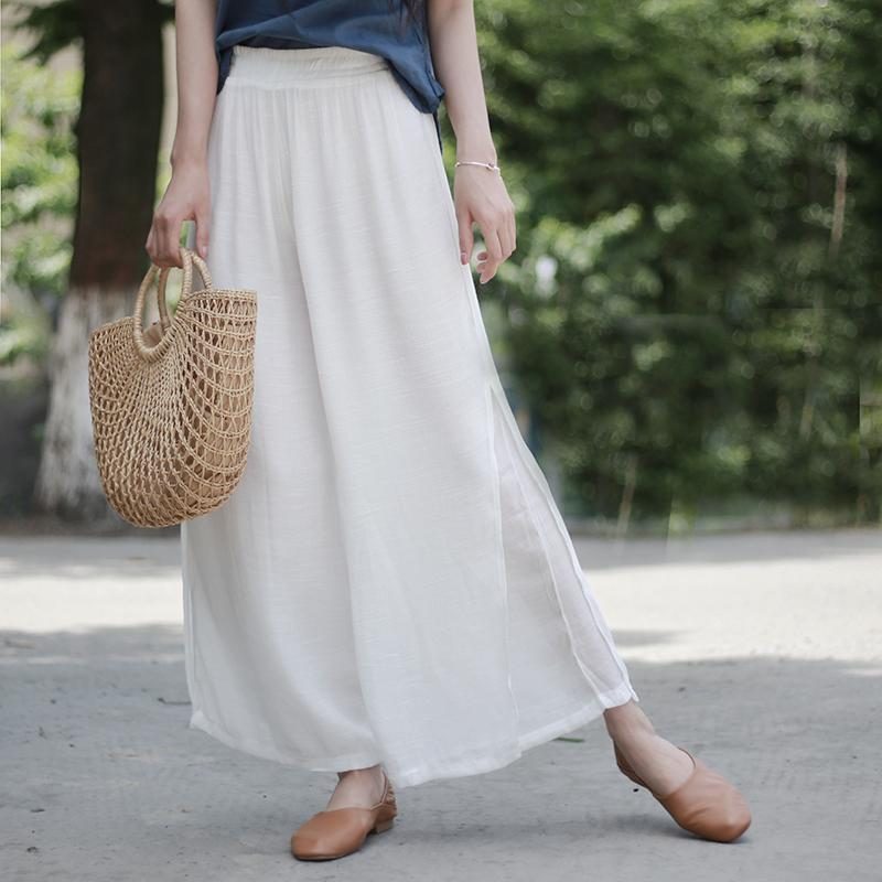 Zweilagige Sommerhose Mit Weitem Bein Für Damen