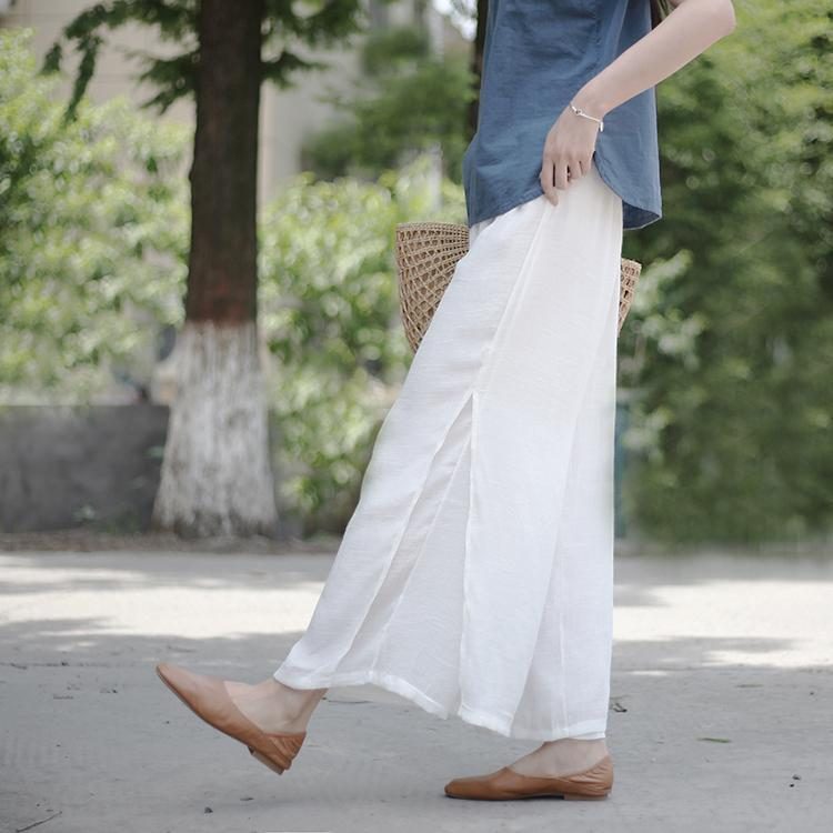 Zweilagige Sommerhose Mit Weitem Bein Für Damen