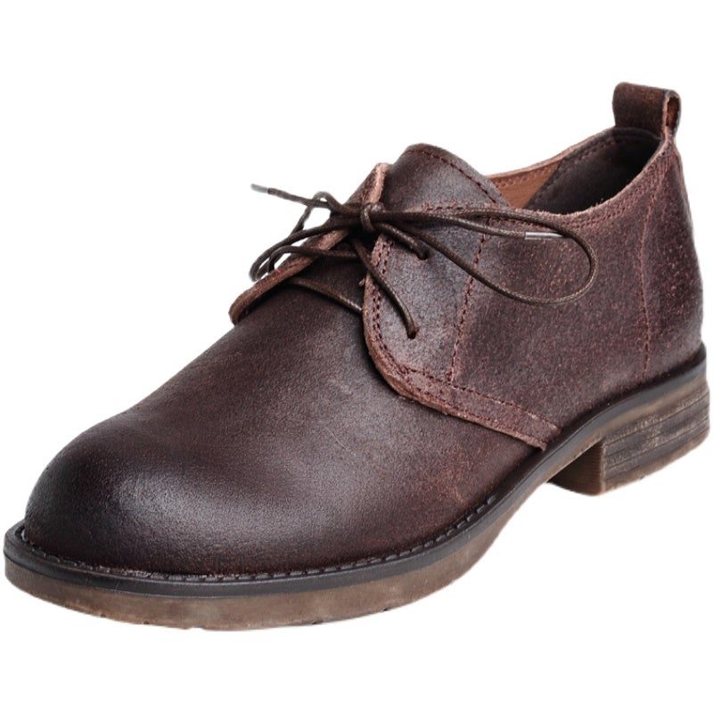 Damen Frühling Leder Retro Vintage Freizeitschuhe