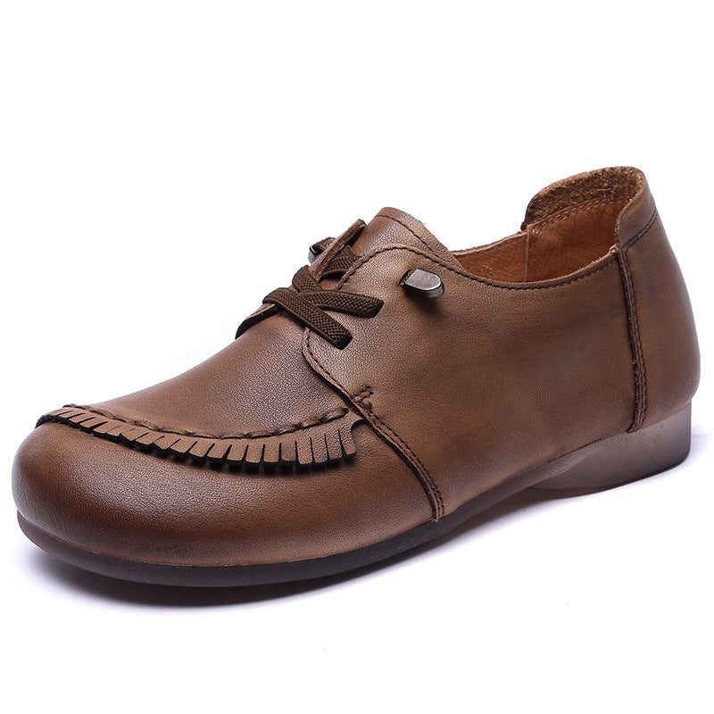 Damen Frühling Retro Handgefertigte Freizeitschuhe Aus Leder