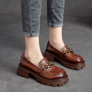 Damen Frühling Retro Leder Casual Loafer