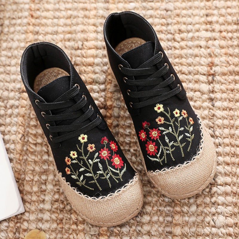 Damen Retro Floral Canvas Handgemachte Freizeitschuhe