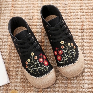 Damen Retro Floral Canvas Handgemachte Freizeitschuhe