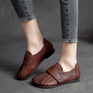 Damen Retro-leder-freizeitschuhe Mit Klettverschluss