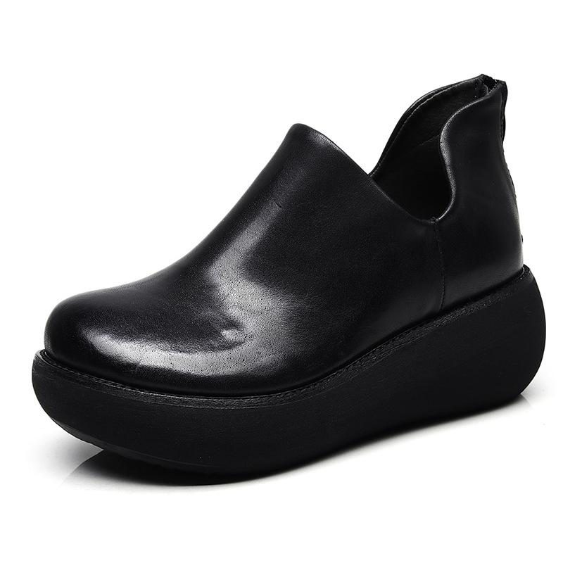 Damen Retro Leder Slip-on Freizeitschuhe