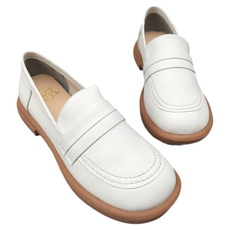 Damen Sommer Retro Feste Leder Freizeitschuhe