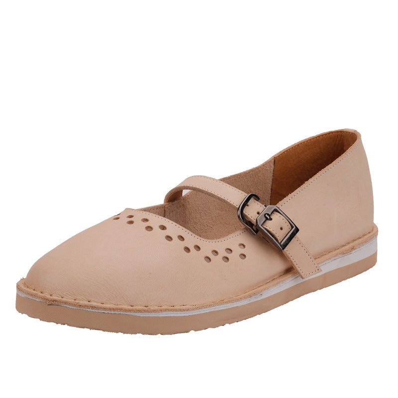 Damen Spring Hollow Leather Handmade Retro Casual Loafers