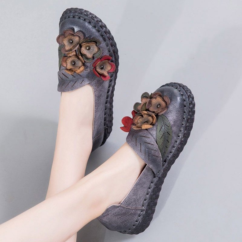 Ethno-flats Mit Blumenmuster Zum Nähen Von Halbschuhen