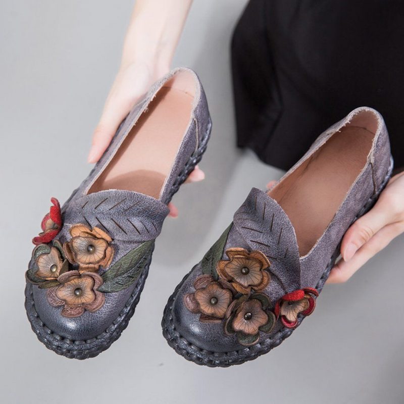 Ethno-flats Mit Blumenmuster Zum Nähen Von Halbschuhen