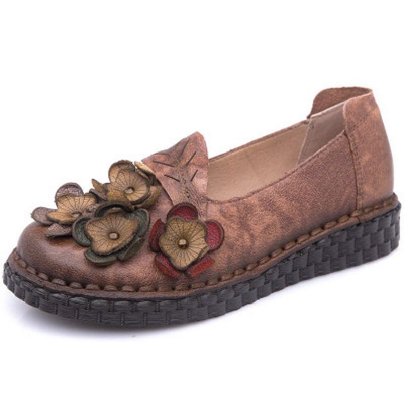 Ethno-flats Mit Blumenmuster Zum Nähen Von Halbschuhen