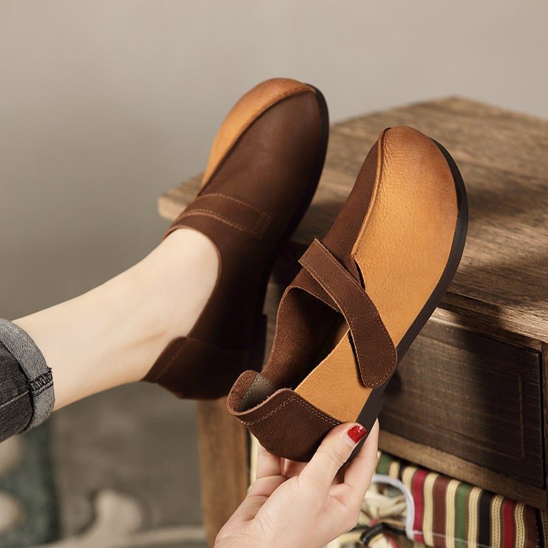 Farblich Passender Retro-soft-casual-loafer Mit Retro-klettverschluss Für Damen