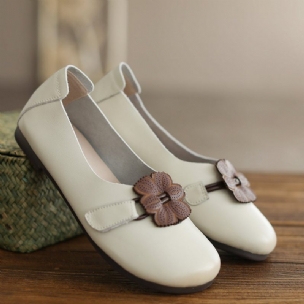 Frauen-frühlings-retro Blumensommer-leder-beiläufige Schuhe