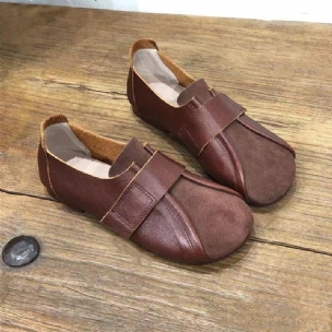 Frauen Retro Leder Klettverschluss Freizeitschuhe