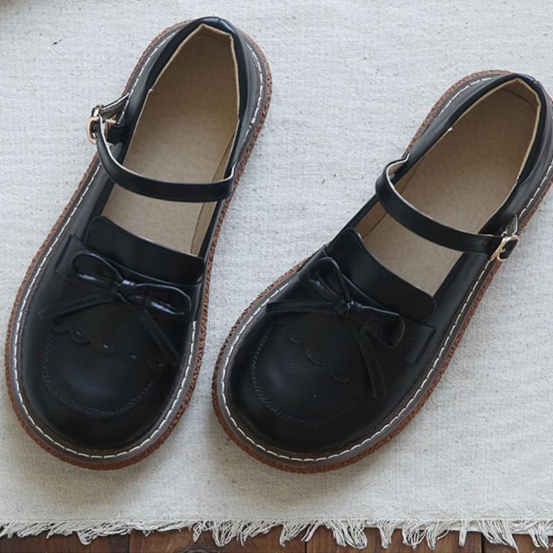 Frauen Retro Pu Nette Freizeitschuhe