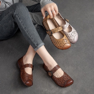 Frauen Vintage Hohle Lässige Flache Loafer Aus Leder