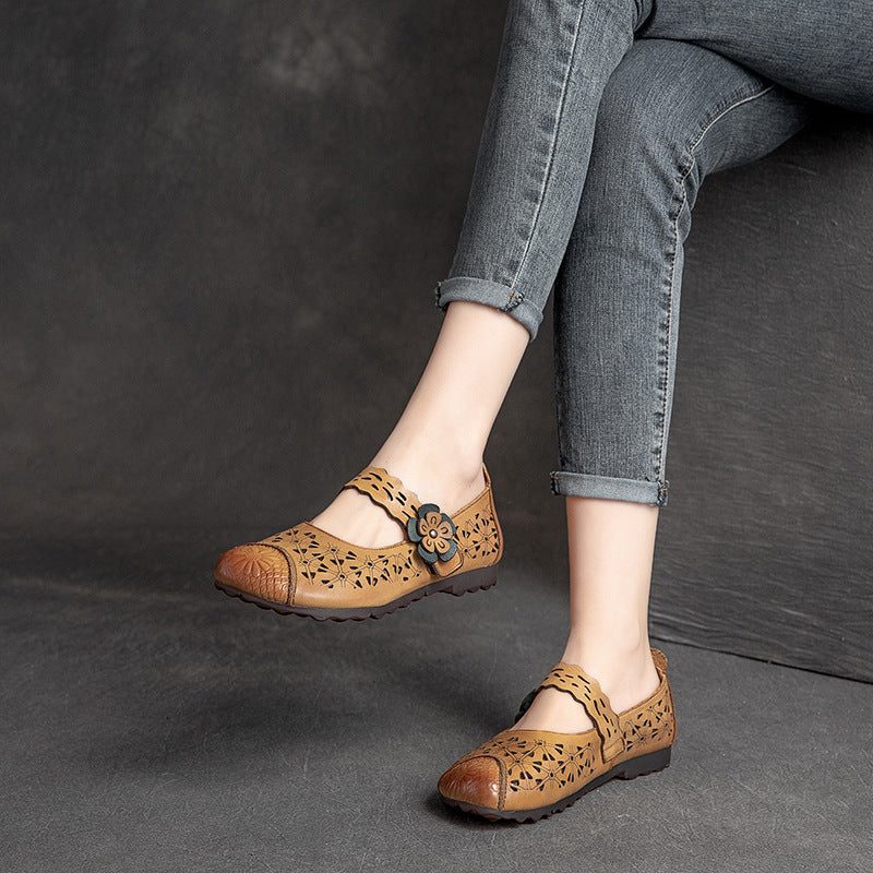 Frauen Vintage Hohle Lässige Flache Loafer Aus Leder