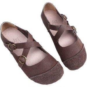 Frühlings-sommer-frauen-retro Lederklett-beiläufige Schuhe Plus Größe