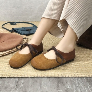 Frühlings-sommer-frauen-retro Lederne Beiläufige Schuhe