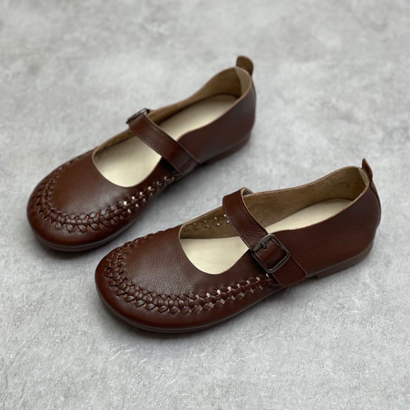 Frühlings-sommer-leder-leder-slipper Mit Klettverschluss