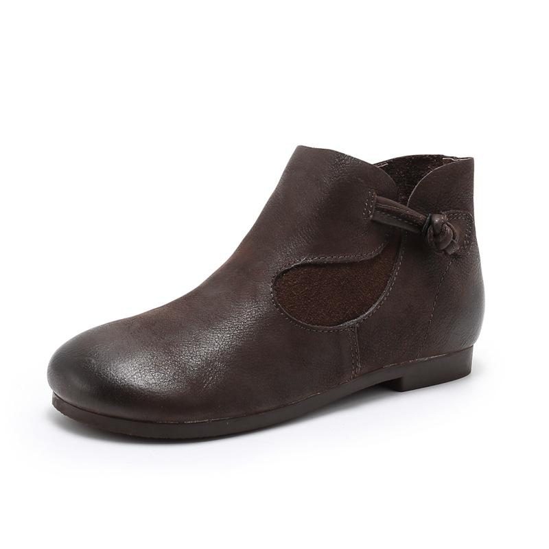 Handgefertigte Freizeitschuhe Aus Weichem Retro-leder Mit Rundem Kopf