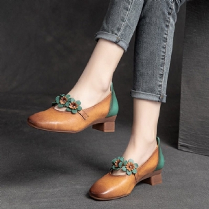 Lässige Loafer Mit Blumenmuster Im Retro-stil Aus Leder Im Sommer