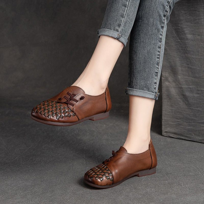 Lässige Sommer-leder-retro-flat-loafer